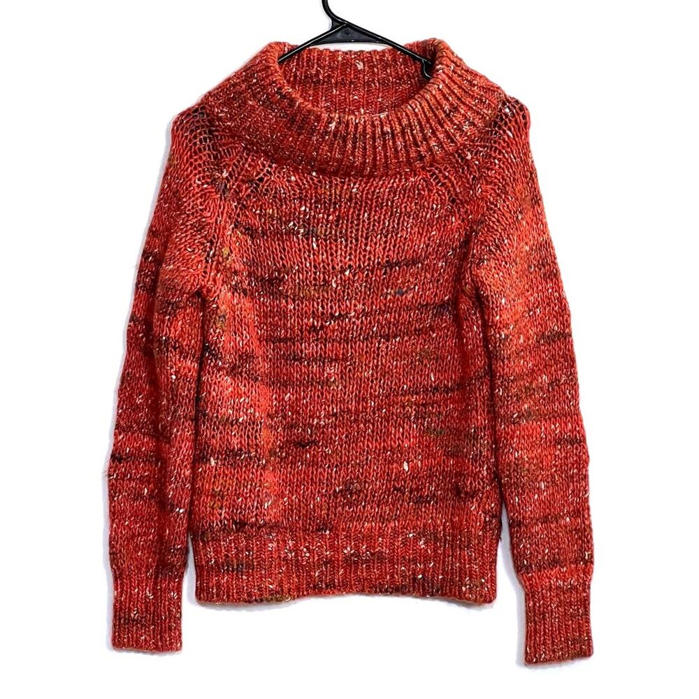 Anthropologie Moth Womens Pullover Wool Mock Neck Red Knit Sweater Size XS
